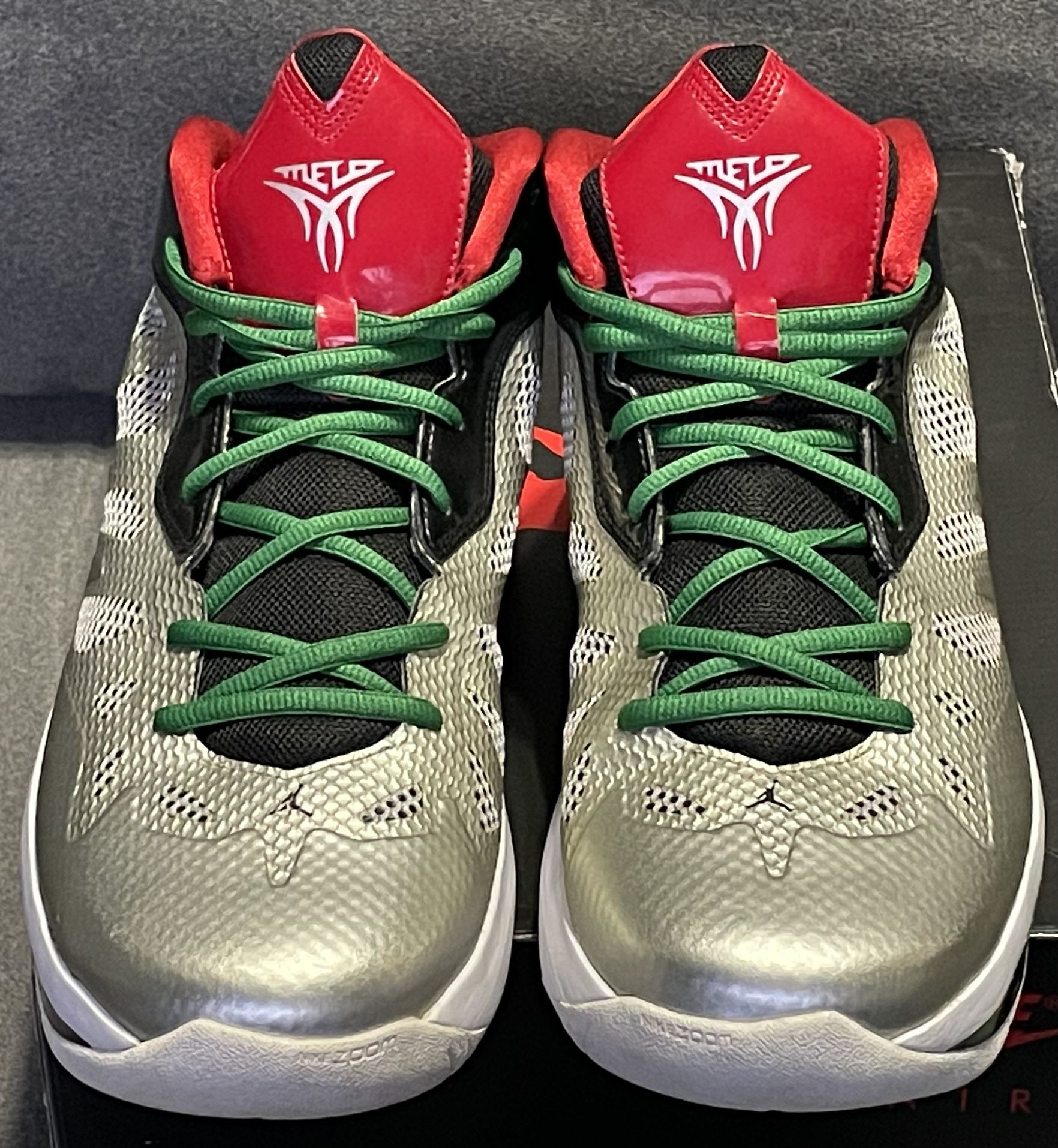 Nike Air‎ Jordan Melo M8 Advance Zoom Metallic Green Red 542240-084 Men Sz 11.5 Nike Air Jordan Melo M8 Advance Zoom Metallic Green Red  main image 4