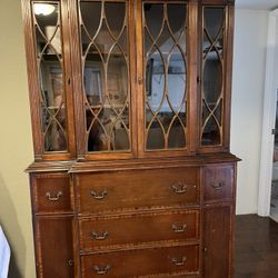 Antique China Hutch Wood Cabinet