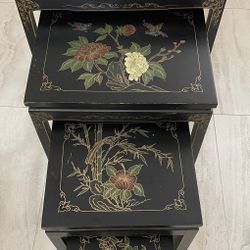 Set Of 4 Vintage Nesting Tables - Oriental Design