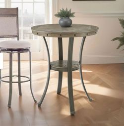 Terran Pewter Wood 36 in. 4-Leg Bar Pub Height Dining Table (Seats-2)