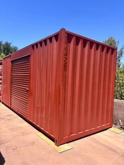 20FT SHIPPING CONTAINER - WIND & WATERTIGHT | HEAVY DUTY STORAGE SHED | CONEX BOX (REFURBISHED W/ 8FT ROLL UP DOOR)