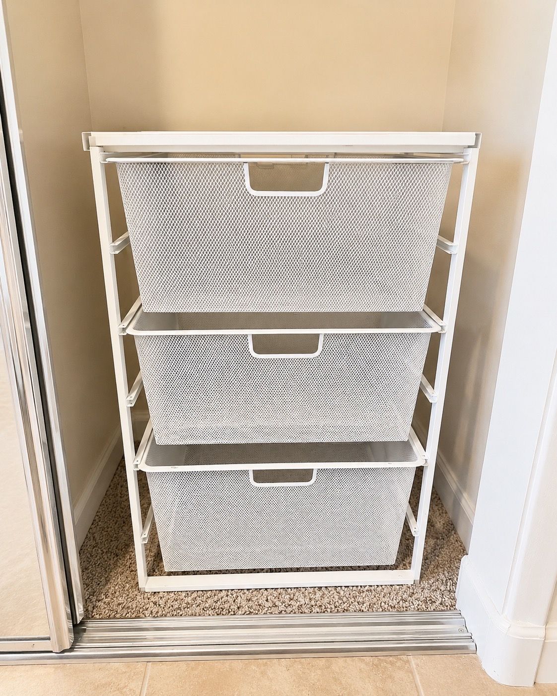 Elfa 3-Drawer Mesh Storage Unit