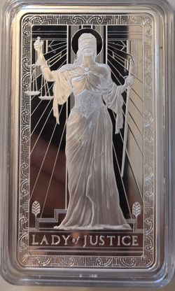10 oz. Pamp Lady of Justice  .999 fine silver