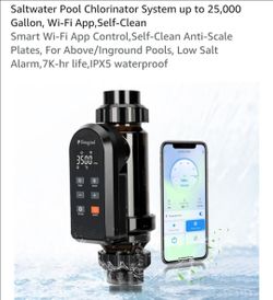Saltwater Pool Chlorinator System up to 25,000 Gallon, Wi-Fi App,Self-Clean Smart Wi-Fi App Control, Self-Clean Anti-Scale Plates, For Above/Inground 