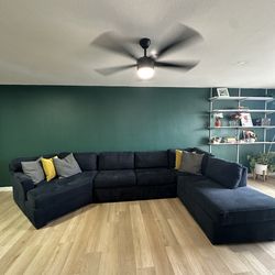 Living spaces navy blue sectional couch