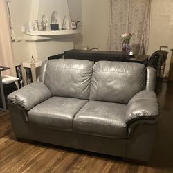 Grey Leather Couch - Mint Condition