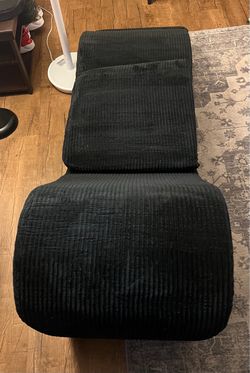 Black Corduroy Chaise Lounge Chair