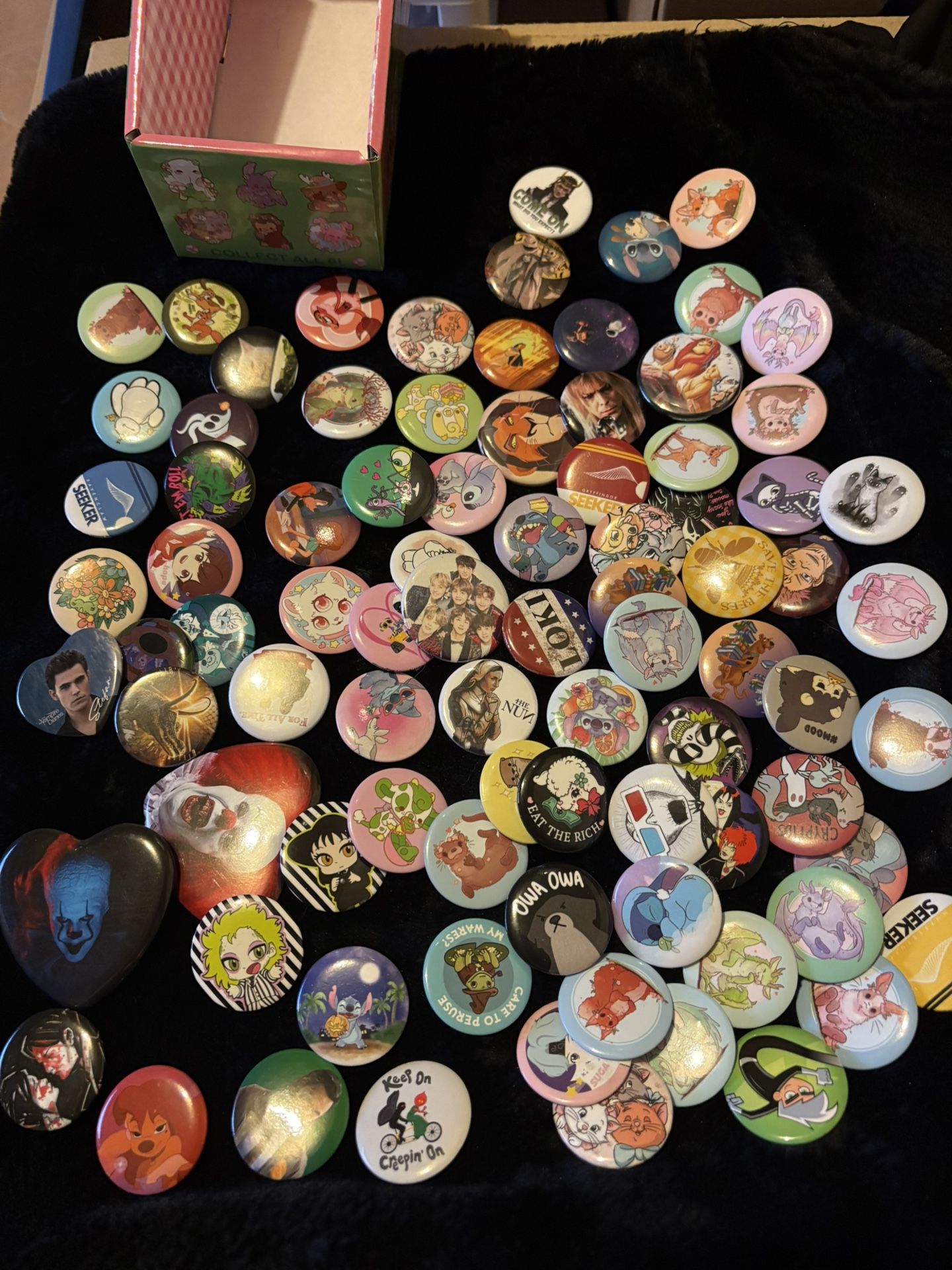 Various Button And Enamel Pins
