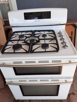 White stove with double oven