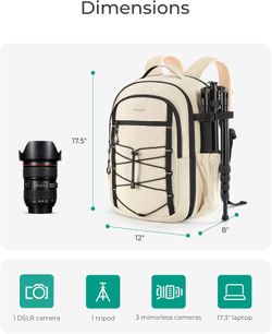 BAGSMART Professional Camera Backpack for DSLRs, Protective Camera Bag (New)
