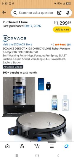 Ecovacs Deebot X12S Omnicyclone Robot Vacuum & Mop