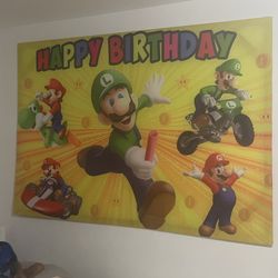 Super Mario And Luigi Happy Birthday Backdrop 