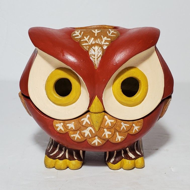 Vintage Owl Incense Burner Figurine 