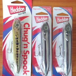 3 Packs Heddon Chug'n Spook Topwater Fishing Lures - NOS - Discontinued