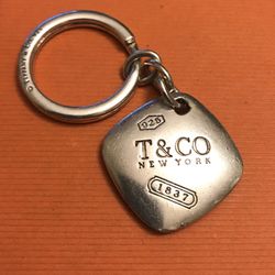Tiffany & Co. 1837 Sterling Silver Square Key Ring Keychain