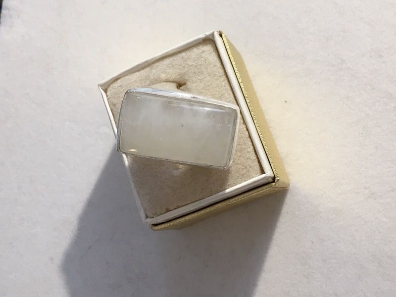 Rectangular moonstone ring