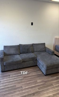 Brand New Grey Corduroy Sectional Sofa Couch (New In Box) 