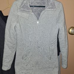 The North Face Jacket Women Gray Caroluna Diamond Quilted Fleece Full Zip size small $35