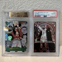 PSA 10 Shanks ( Silver ) & Dracule Mihawk ( Manga ) One Piece