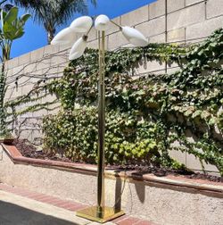 1980s postmodern Hollywood regency white opaline glass lamps