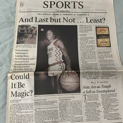 Magic Johnson 2002 newspaper nba finals