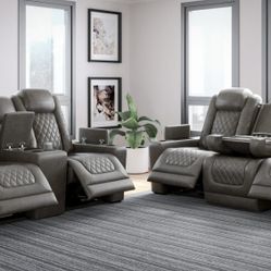Hyllmont Gray Power Reclining Living Room Set

