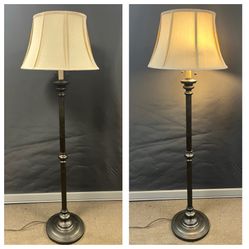 1 Traditional floor lamp. Needs shade. Lamp good, shade bad