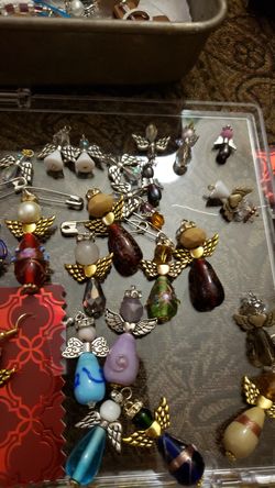 Angel pins earrings pendents