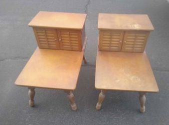 Vintage Solid Wood End Tables