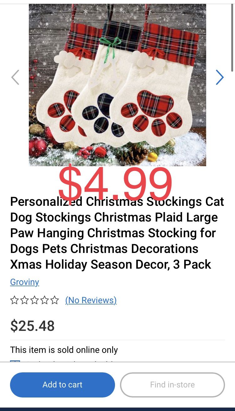 Brand New Personalized Christmas Stockings Cat Dog Stockings Christmas Plaid Large Paw Hanging Christmas Stocking for Dogs Pets Christmas Decorations 