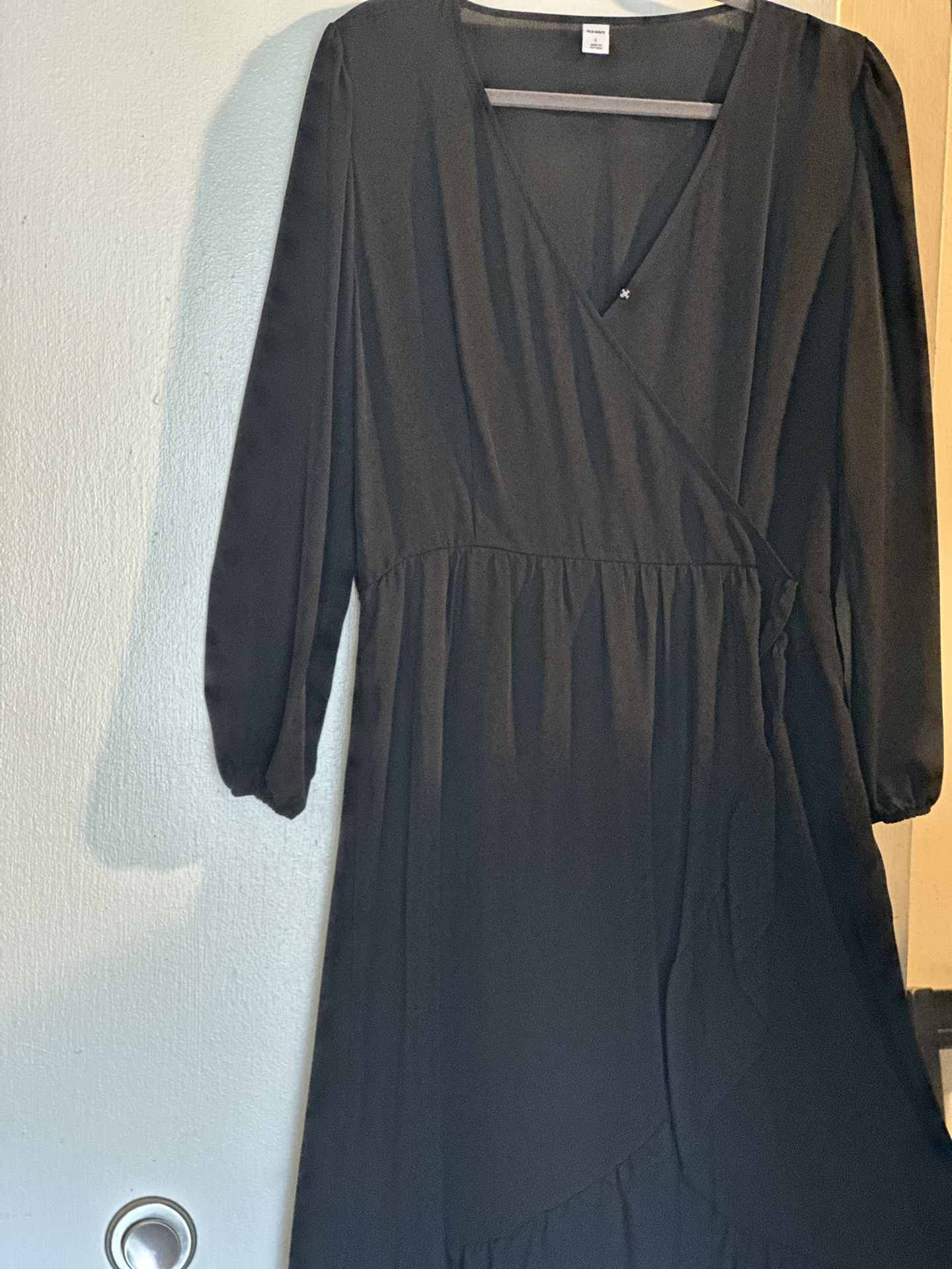 Black Sheer Ruffle Wrap Dress