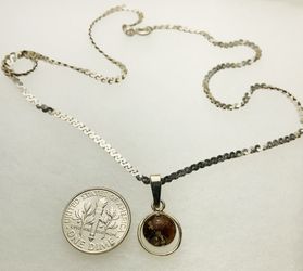 Silver 925 Amber pendant with chain
