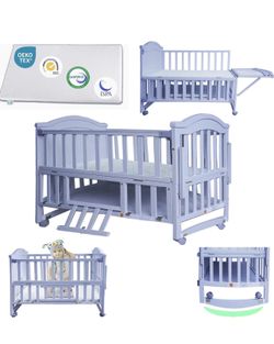 Portable Mini Baby Crib 4 in 1 with Memory Foam Mattress(38" by24) Included, Cunas para Bebes Convertible Crib with Foldable Storage Baby Playpen Bass