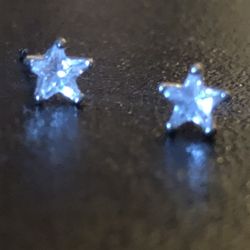 Silver Star Earrings w/CZ