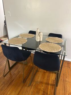 Glass Top Dining Table with 4 Chairs