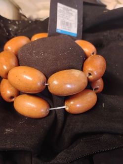 Wooden,-beaded chunky double layered bracelet