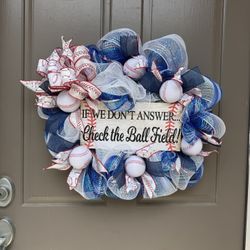 Blue Baseball Wreath
