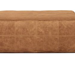 Poly and Bark Taos Square in Cognac Tan Leather Ottoman