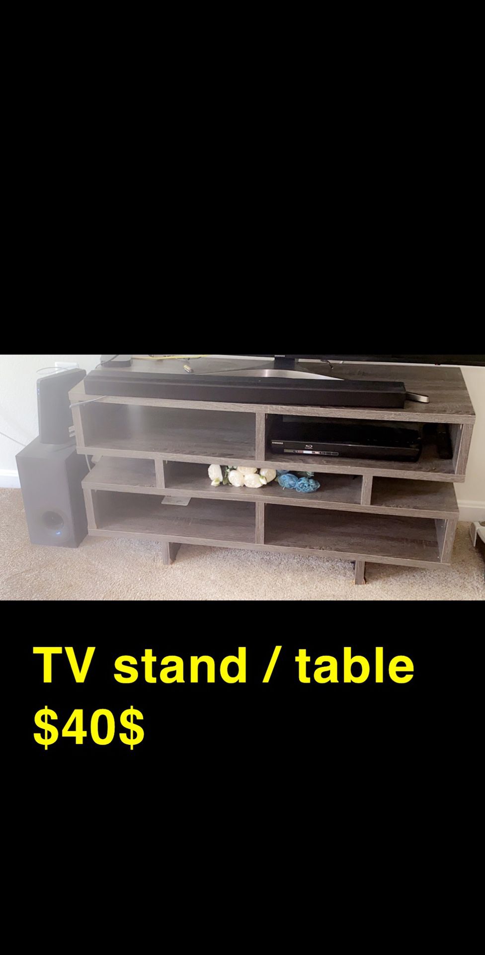TV STAND/ table fits 55’ or 65’ tv