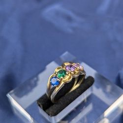 14K Mothers Ring Solid Yellow Gold Precious & Semiprecious Gemstone Band