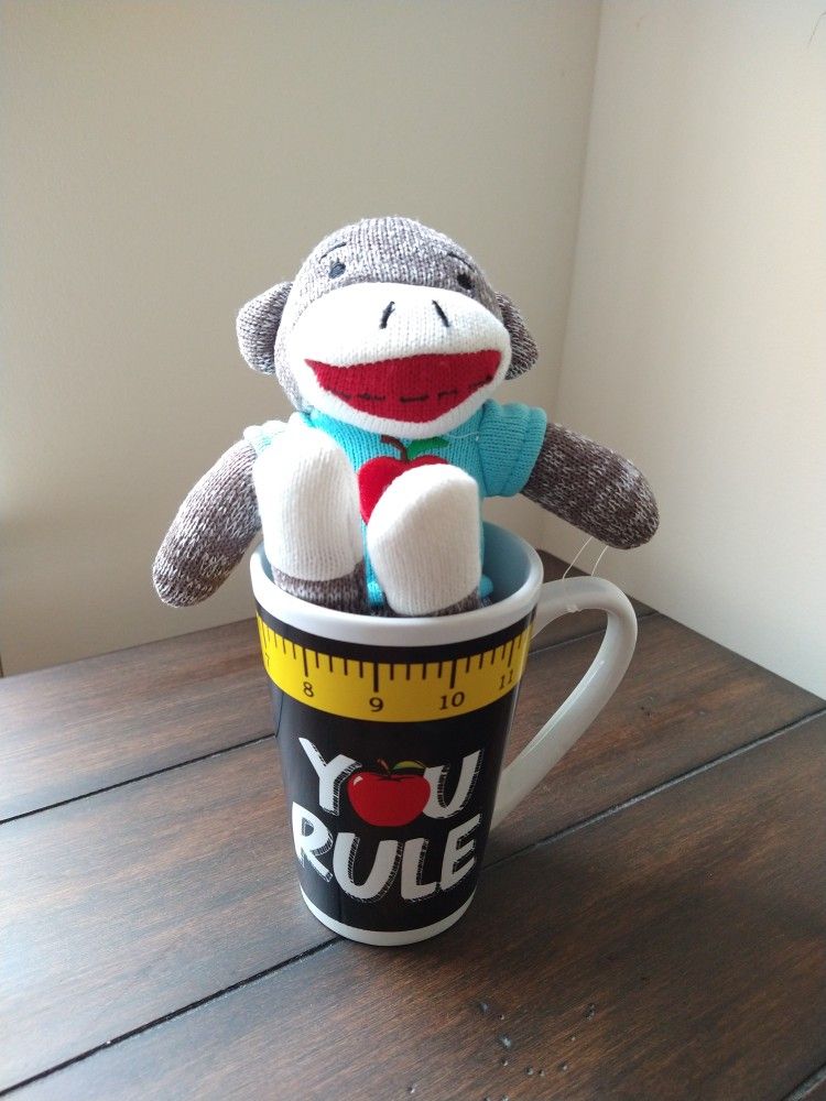 NEW (attached) Sock Monkey with "You Rule" Mug