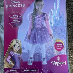 NWT Disney Princess Rapunzel Kids Dress with light up skirt  Size Medium 8 - 10
