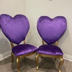 $100 (2) Purpule Heart Queen Chairs