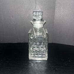 Vintage Cut Glass Scotch Decanter w/ Stopper & Hanging Label