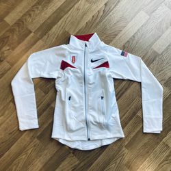 Nike Team USA Track & Field Full Zip Jacket White Olympics Size XS Women Dri-Fit