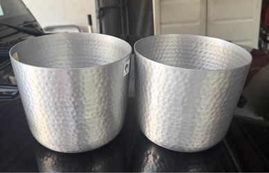 2 Brand New Silver Outdoor Pots