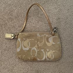 Euc Gold Signature Coach Wristlet 