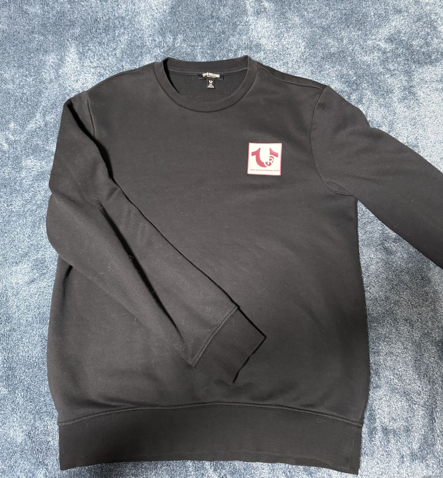 True Religion Sweater Mens Small Black Fleece Pull Over