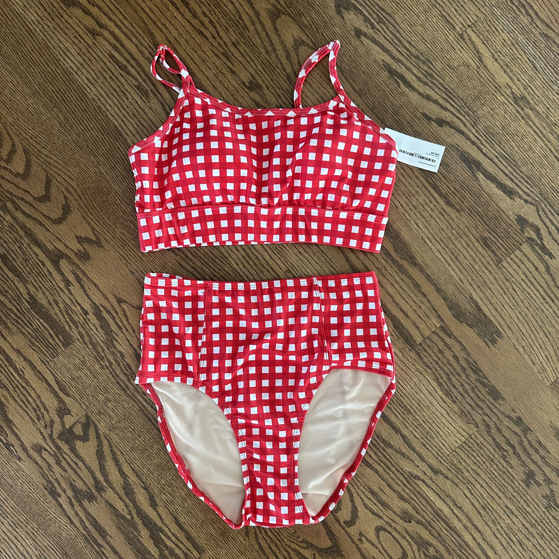 NWT Lime Ricki Red and White Gingham Two-Piece Bikini Swimsuit