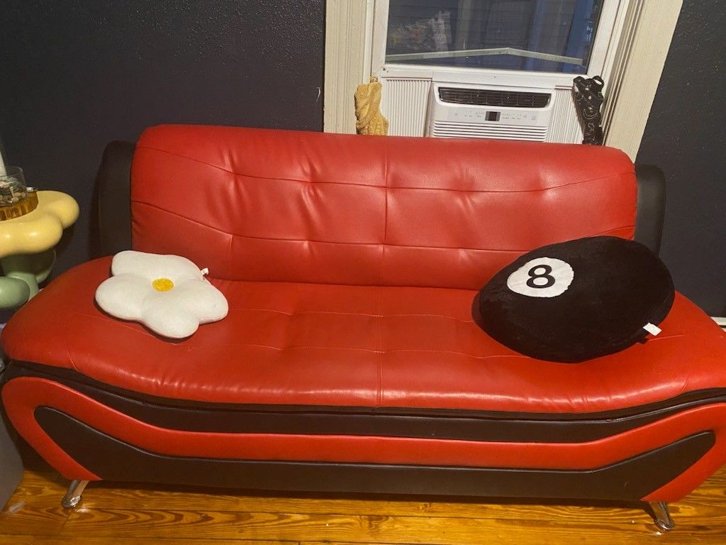 Red And Black Couch 66 Inches Long 25 Inches Out